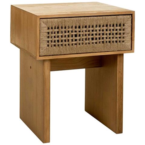 Comodino In Legno E Corda Intrecciata Marrone 45x36x55h - Foto 1