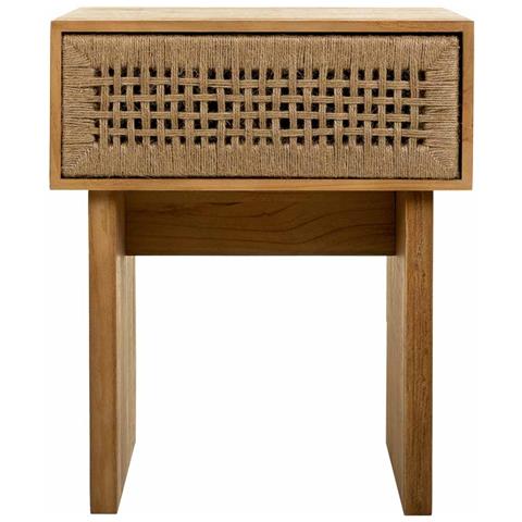 Comodino In Legno E Corda Intrecciata Marrone 45x36x55h - Foto 2