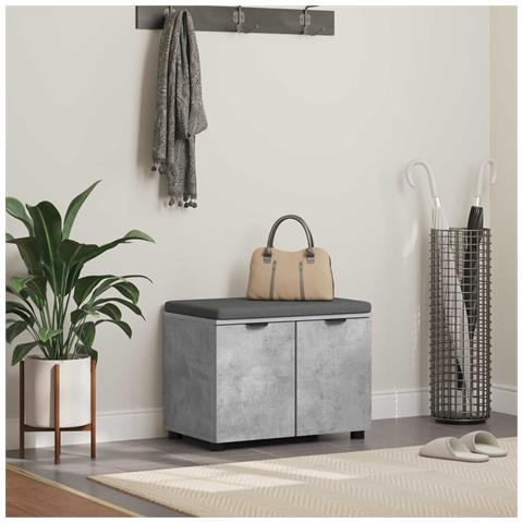 Panca per ingresso con cuscino Grigio Cemento 60 x 38 x 46 cm - Foto 2