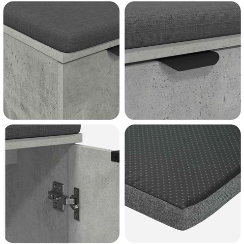 Panca per ingresso con cuscino Grigio Cemento 60 x 38 x 46 cm - Foto 9