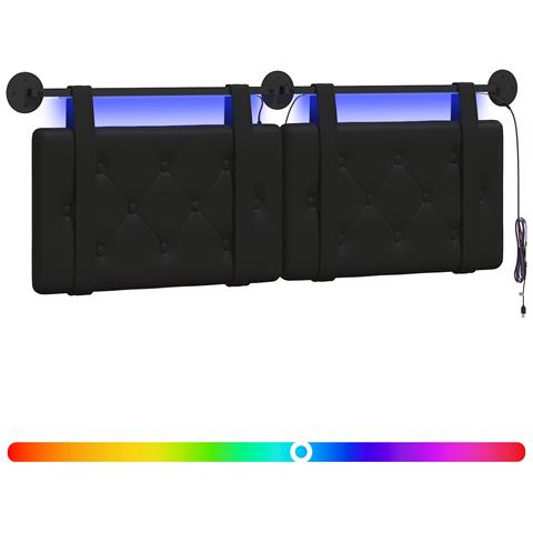 Testiera sospesa Con luce LED Nero Similpelle - Foto 1