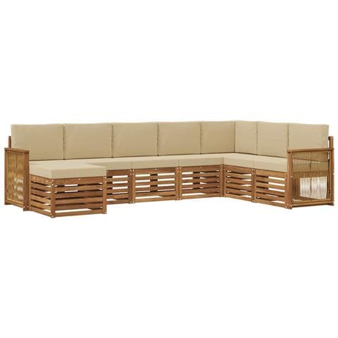 Set di divani da esterno con cuscino 6 pcs Naturale - Foto 1