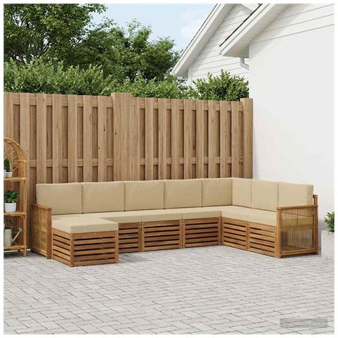 Set di divani da esterno con cuscino 6 pcs Naturale - Foto 2