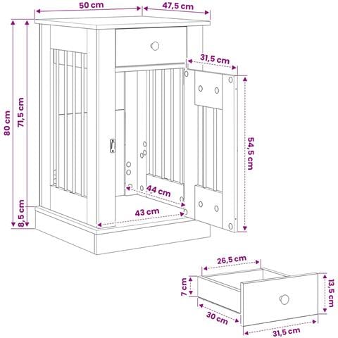 Mobile da cassa per cani Legno antico 50 x 47,5 x 80 cm - Foto 9