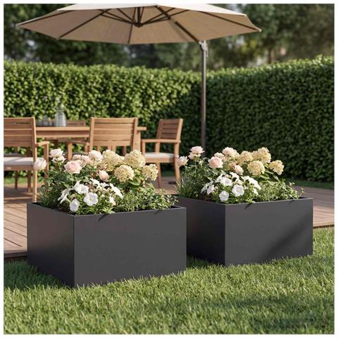 Vaso da giardino 2 pz Nero 40 x 40 x 30 cm - Foto 2