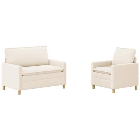 Set di divani 2 pz Crema Tessuto - Foto 1