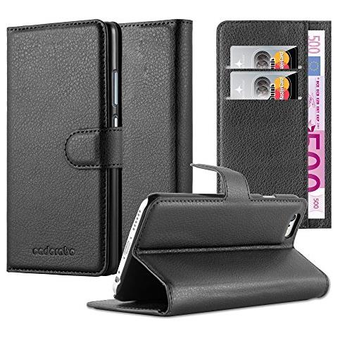 Custodia Compatibile Con Apple Iphone 6 / Iphone 6s In Nero Carbone - Coperchio Protettiva Con Chiusura Magnetica, Funzione Stand E Tasca Per Le Carte - Foto 1