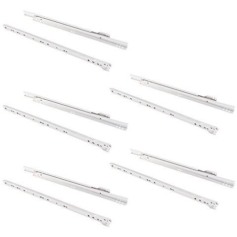 3007912 Guida-binario Con Cuscinetti A Rulli Per Cassetto, Verniciato Bianco, 450 Mm, Set Di 5 - Foto 1