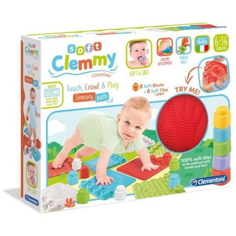 Soft Clemmy, Percorso Sensoriale, Mattoncini Morbidi, Bambini 6 Mesi+, Tappeto E Blocchi Da Costruzione, Made In Italy, Multicolore, 17352 - Foto 2