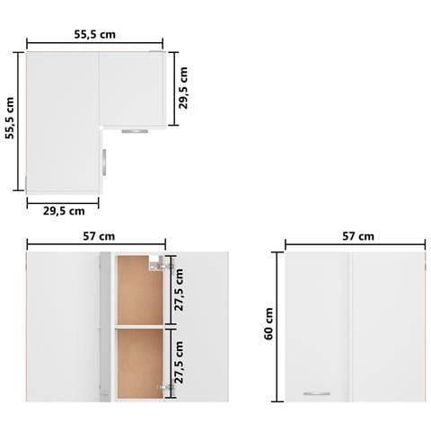 Pensile Angolare “Lyon” Bianco 57x57x60 cm - Foto 2