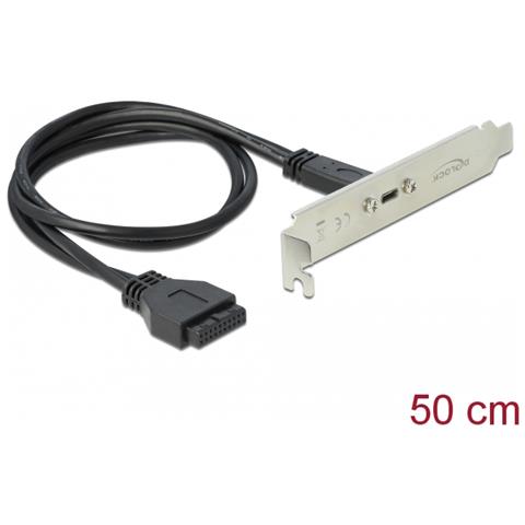 Slotblech 1x USB 3.1 Gen1 C - Digital / Daten - 0,5 m cavo USB 3.2 Gen 1 (3.1 Gen 1) USB C Nero, Acciaio inossidabile - Foto 1