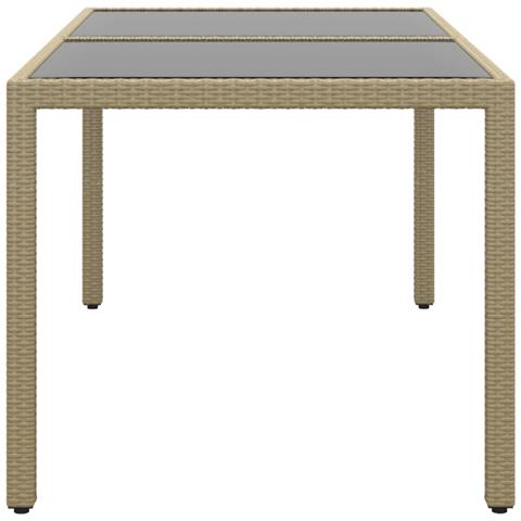 Tavolo Giardino 150x90x75cm Vetro Temperato Polyrattan Beige - Foto 5