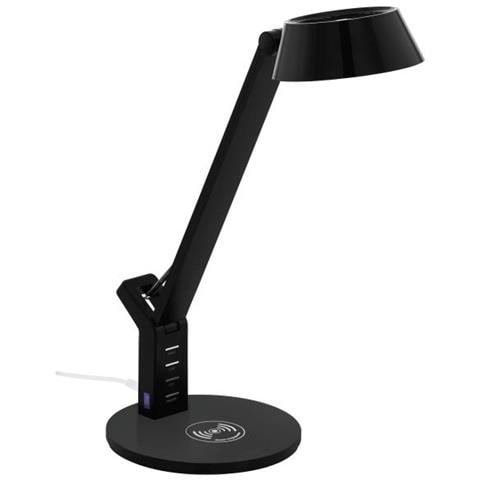 Lampada Scrivania Nera Banderalo Touch Dimmer Led Con Qi Charger Eglo - Foto 1