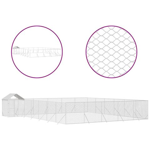 Cuccia Cani Da Esterno Tetto Argento 12x12x2,5m Acciaio Zincato - Foto 1