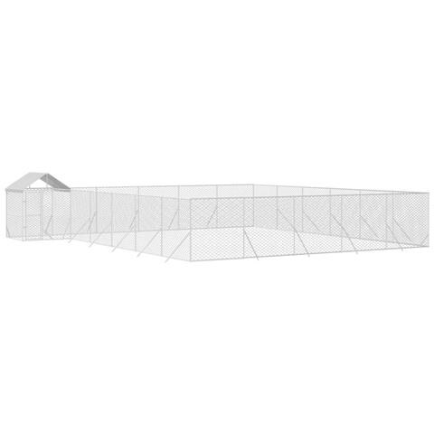 Cuccia Cani Da Esterno Tetto Argento 12x12x2,5m Acciaio Zincato - Foto 3