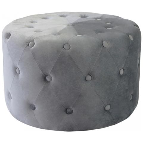 Pouf Rotondo In Velluto Grigio Scuro - Foto 1