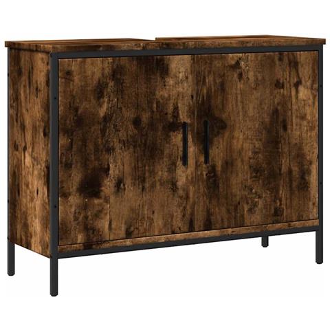 Mobile Lavabo Bagno Rovere Fumo 80x30x60 Cm Legno Multistrato - Foto 1