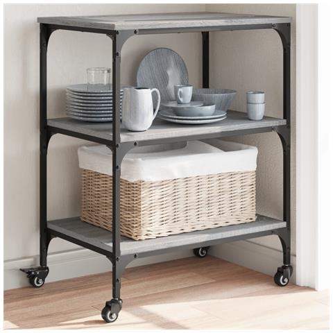 Carrello Da Cucina Grigio Sonoma 60x41x76 Cm Legno Multistrato - Foto 1