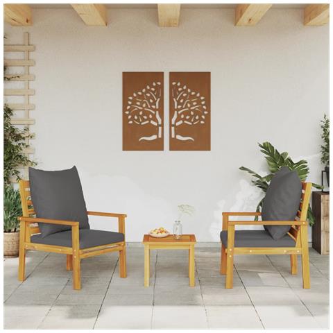 Poltrone Da Giardino 2pz Con Cuscino In Legno Massello Acacia - Foto 3