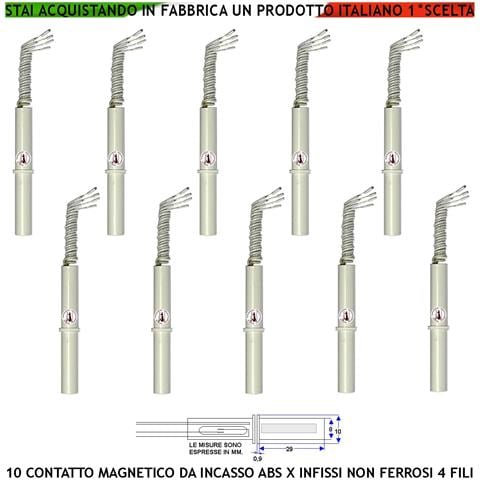 Contatto Magnetico Da Incasso 10 Sensori Magnetici 8 Mm Reed Uscita Nc Collegamento 4 Fili Tensione Transito Max 100v - Foto 1