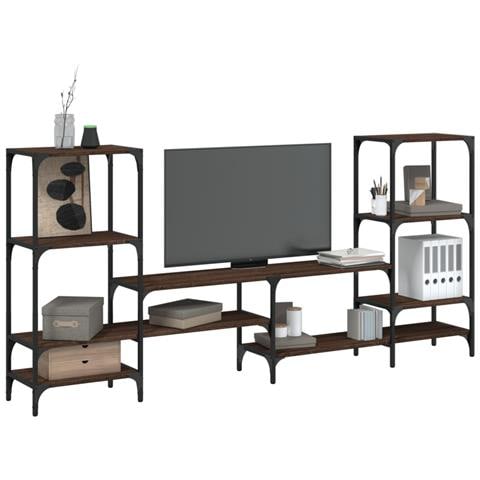 Mobile Tv Rovere Marrone 206,5x28,5x95 Cm In Legno Multistrato - Foto 1