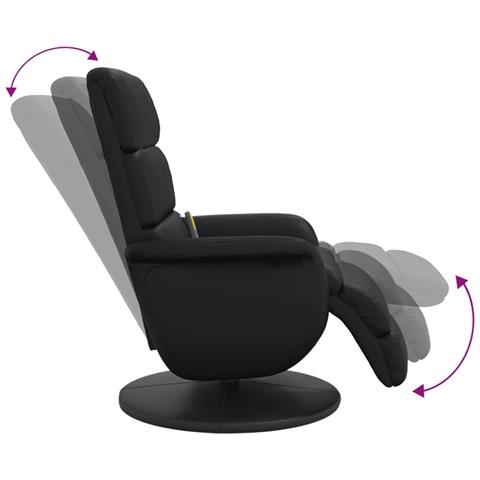 Poltrona Reclinabile Massaggiante Poggiapiedi Nera Similpelle - Foto 2