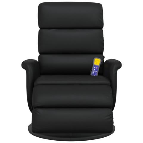 Poltrona Reclinabile Massaggiante Poggiapiedi Nera Similpelle - Foto 10