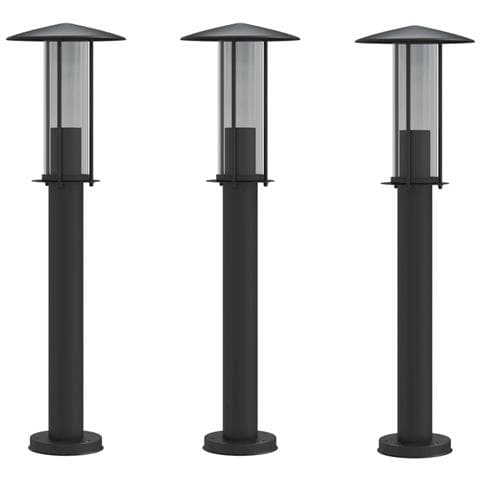 Lampade Da Terra Per Esterni 3 Pz Nere 60 Cm In Acciaio Inox - Foto 2