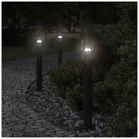 Lampade da terra per esterno 3pz alluminio pressofuso nero 020042563