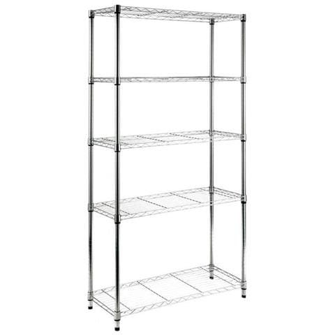 Scaffale In Kit In Acciaio Cromato Con Piedi Regolabili Per Casa E Ufficio 3 O 5 Ripiani Brixo - 5 Ripiani 90x35xh180 Cm - Foto 1