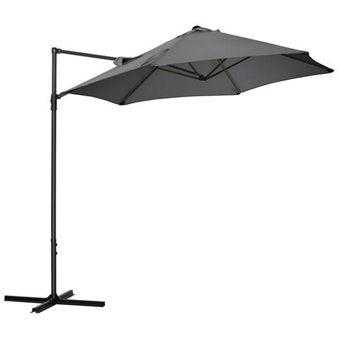 Ombrellone Da Giardino 2.6x2.5 M Con Rotazione A 360° E Tettuccio Ventilato In Poliestere Grigio - Foto 1