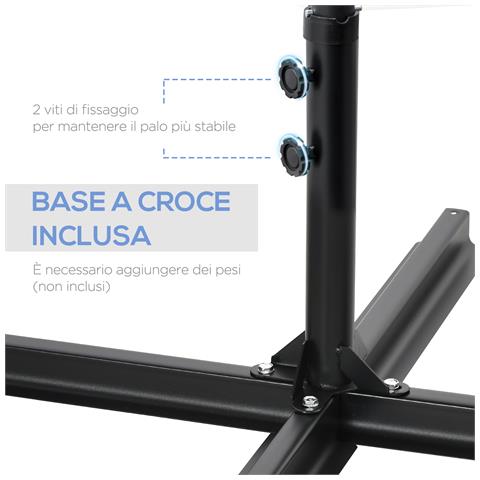 Ombrellone Da Giardino 2.6x2.5 M Con Rotazione A 360° E Tettuccio Ventilato In Poliestere Grigio - Foto 6