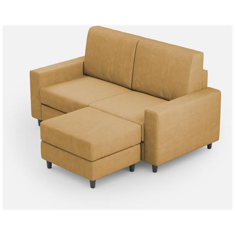 Divano Sakar 2 Posti Medio (due Sedute Da 70cm) + Pouf Misure Esterne L. 168 P. 145 Colore Ocra - Foto 1