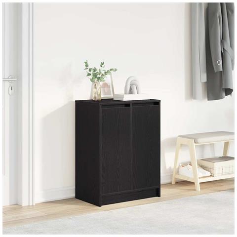 Scarpiera Rovere Nero 57x34x76 cm in Legno Multistrato - Foto 1