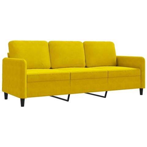 Divano A 3 Posti Giallo 180 Cm In Velluto - Foto 2