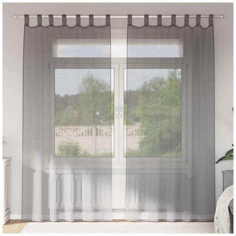 Tende In Voile Con Passanti 2 Pz Grigio Scuro 140x245 Cm - Foto 2