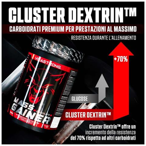 Mass Gainer Vitastrong - 30% Proteine In Polvere, Cluster Dextrin - Foto 4