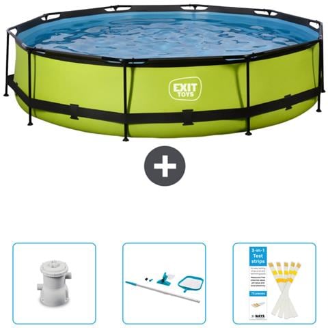 Piscina Fuori Terra - In Giro - 360x360x76 Cm - Groen - Include Accessori Coordinati Cb94 - Foto 1