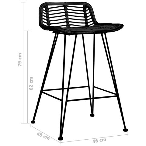 Sedie Da Bar 2 Pz Nere In Rattan - Foto 7