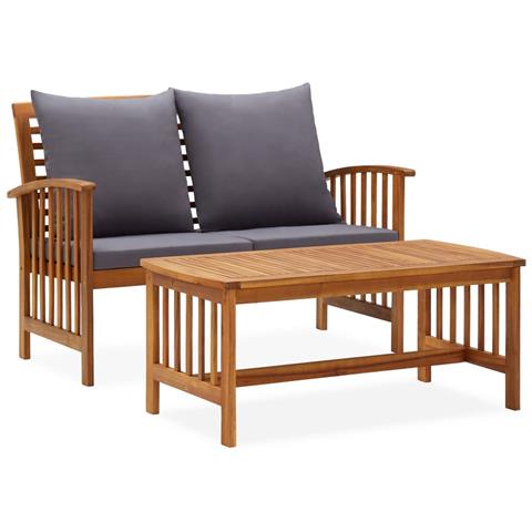 Lusso Casadino -  Set Divani Da Giardino 2 Pz Con Cuscini In Massello Di Acacia - Foto 2