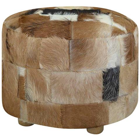 Pouf Rotondo In Pelle Di Capra 50x50x45 Cm - Foto 2