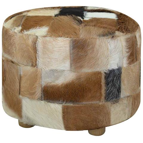 Pouf Rotondo In Pelle Di Capra 50x50x45 Cm - Foto 1