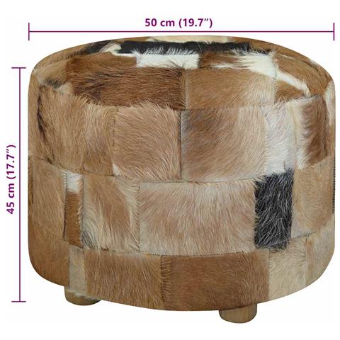 Pouf Rotondo In Pelle Di Capra 50x50x45 Cm - Foto 8