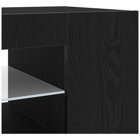 Mobile TV  con luci LED Rovere Nero 90x39x30 cm in Legno ingegnerizzato - Foto 2