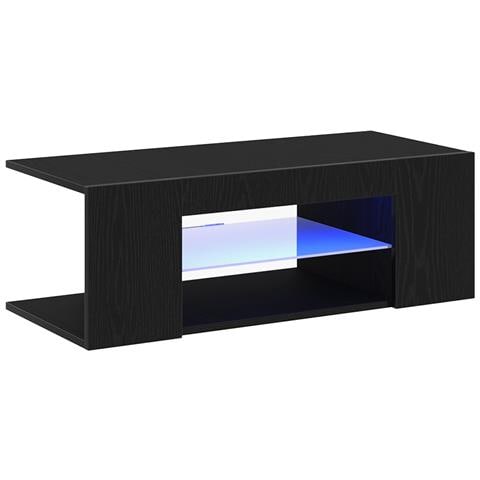 Mobile TV  con luci LED Rovere Nero 90x39x30 cm in Legno ingegnerizzato - Foto 1