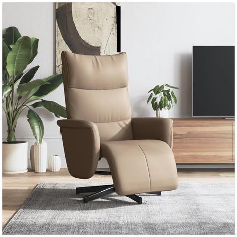 Poltrona Reclinabile con Poggiapiedi Cappuccino in Similpelle - Foto 2