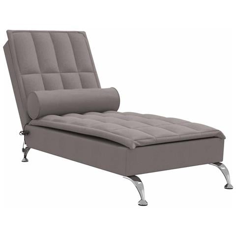 Chaise Longue Massaggi con Capezzale Tortora in Tessuto - Foto 1