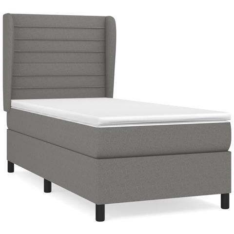 Giroletto a Molle con Materasso Grigio Scuro 90x190 cm Tessuto - Foto 1