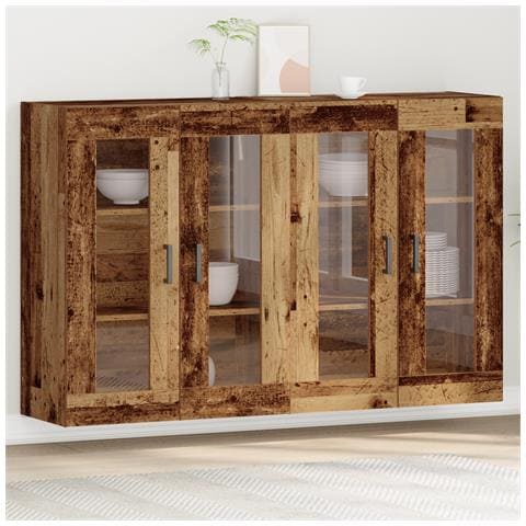 Armadi da muro 2 pezzi Legno invecchiato 69,5x34x90 cm Legno ingegnerizzato - Foto 2