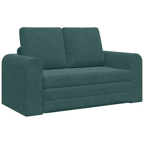 Divano Letto a Terra 2-in-1 Verde Scuro 148x71x83 cm Velluto - Foto 1